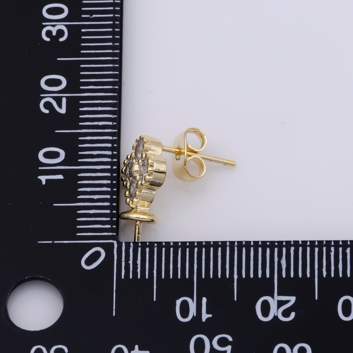 24k Vermeil Gold Earrings, Tiny Stud Earring, Flower Earring, Gift for Her, Earrings for Women, Everyday Wear Earrings, Cubic Zirconia Jewel, K-749 - DLUXCA