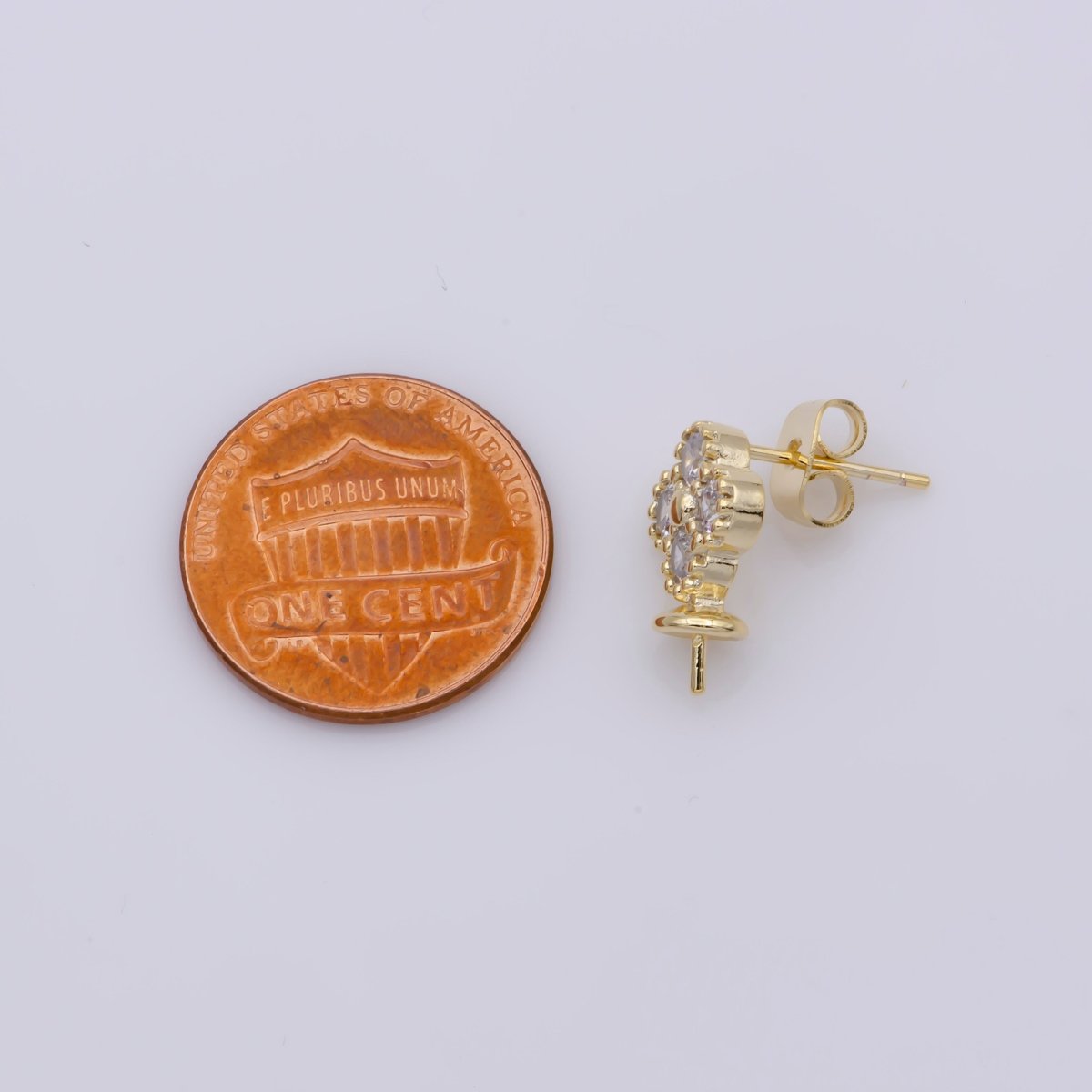 24k Vermeil Gold Earrings, Tiny Stud Earring, Flower Earring, Gift for Her, Earrings for Women, Everyday Wear Earrings, Cubic Zirconia Jewel, K-749 - DLUXCA