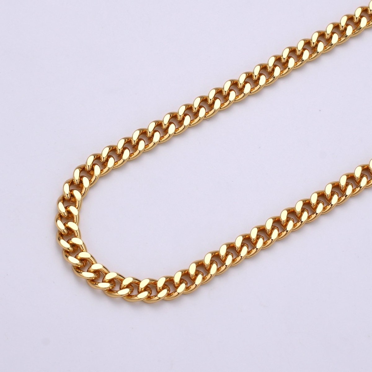 24K White Gold Filled Unfinished Chain Gold Cuban CURB Chain by Yard, Wholesale Bulk Roll Chain For Jewelry Making | ROLL-499, ROLL-500 Clearance Pricing - DLUXCA