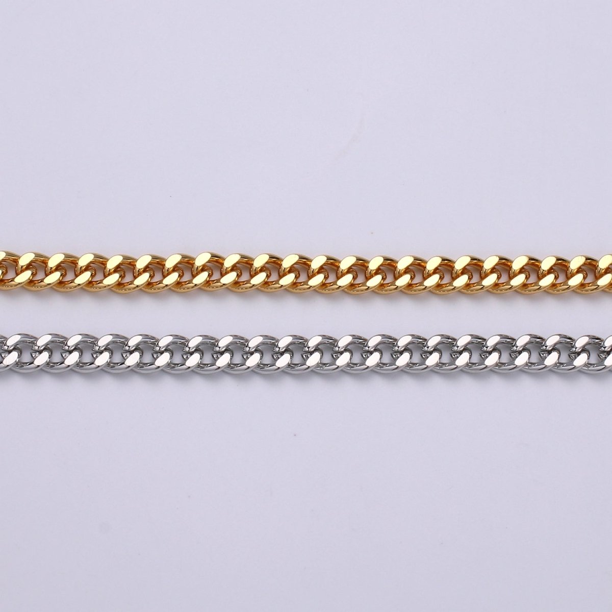 24K White Gold Filled Unfinished Chain Gold Cuban CURB Chain by Yard, Wholesale Bulk Roll Chain For Jewelry Making | ROLL-499, ROLL-500 Clearance Pricing - DLUXCA