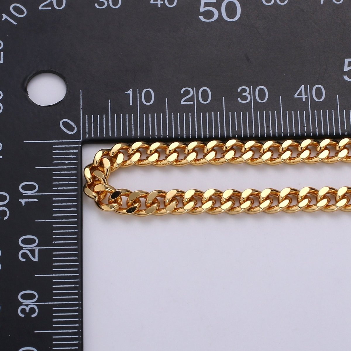 24K White Gold Filled Unfinished Chain Gold Cuban CURB Chain by Yard, Wholesale Bulk Roll Chain For Jewelry Making | ROLL-499, ROLL-500 Clearance Pricing - DLUXCA