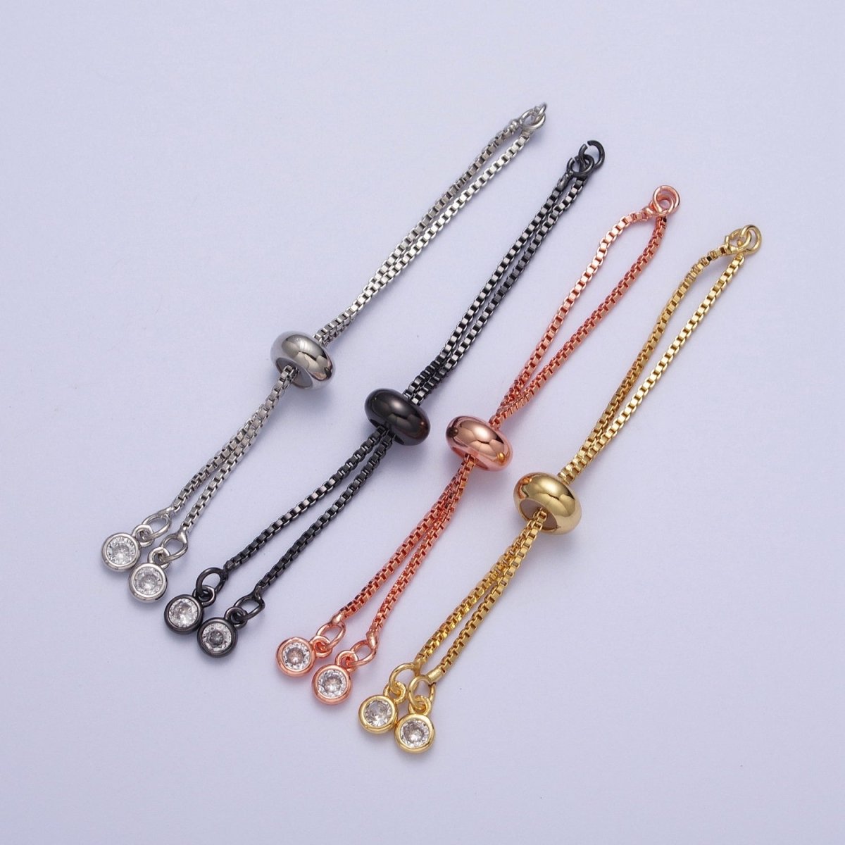 2.5 Inch Adjustable Box Chain Bracelet Supply in Gold, Silver, Black, Rose Gold | K-124 K-130 K-132 K-133 - DLUXCA