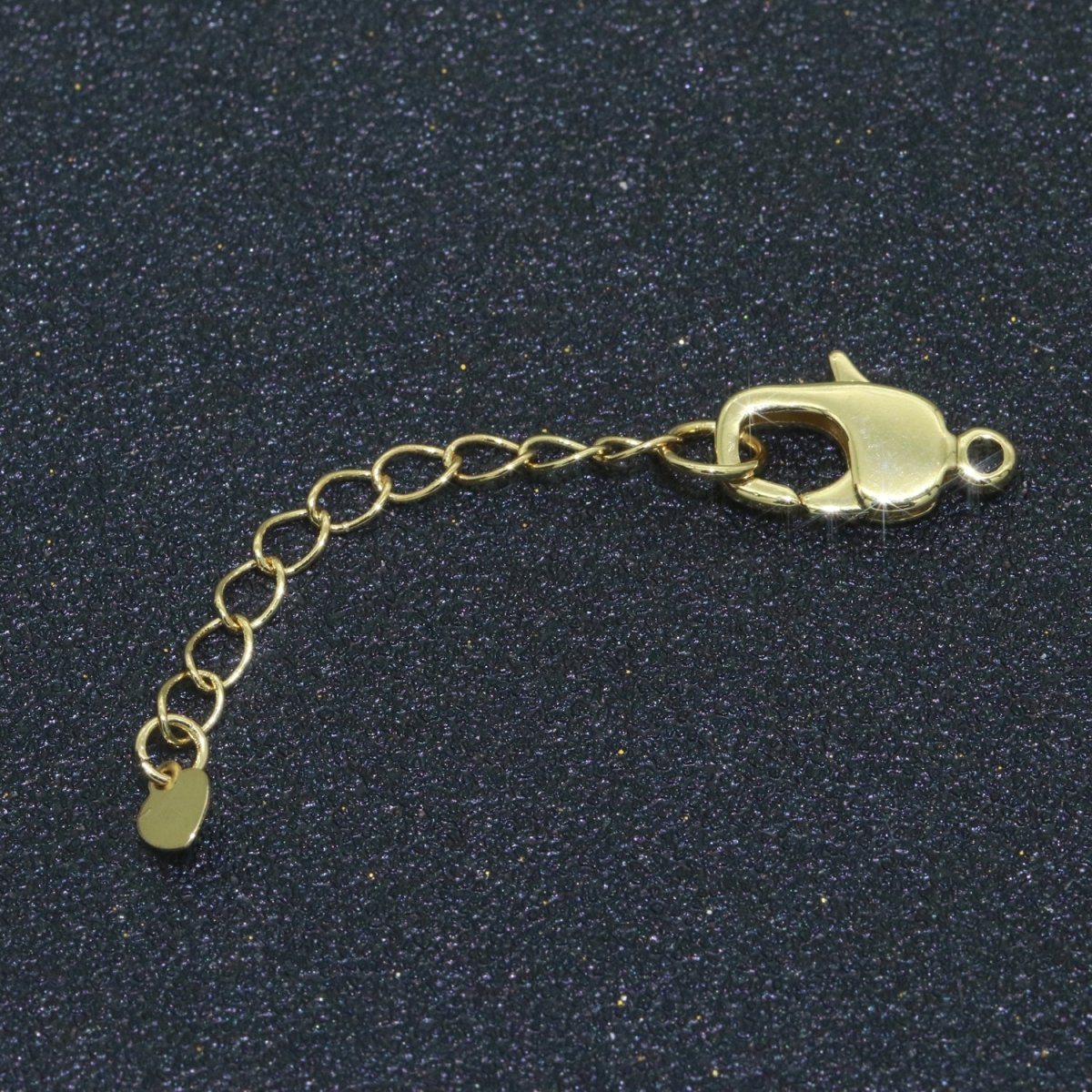 2.5 inch Gold Filled Chain Extender For Necklace Bracelet Supply Component Findings Extenders w/ Heart charm + Lobster Clasp L-504 L-505 - DLUXCA