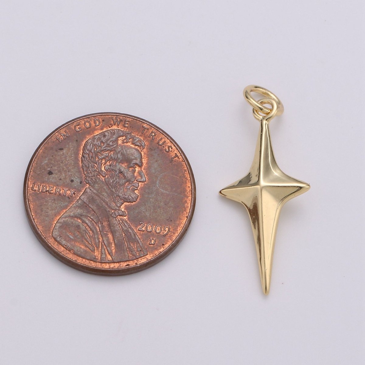 25x10mm 24k Gold Filled North Star Charms, Gold Star Pendant, Celestial Jewelry Minimalist Jewelry Making supply D-354 - DLUXCA