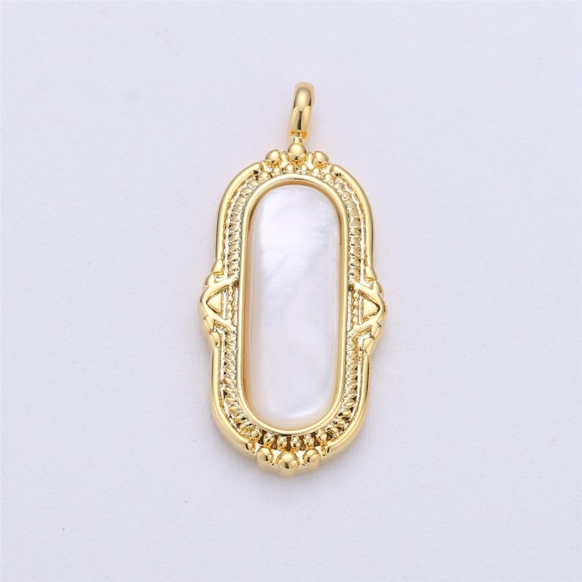 25x12mm Oval Charm, mother of pearl in 24k Gold Filled for Necklace Earring Component Pink White Black Pearl Charm, D-805, D-806 - DLUXCA