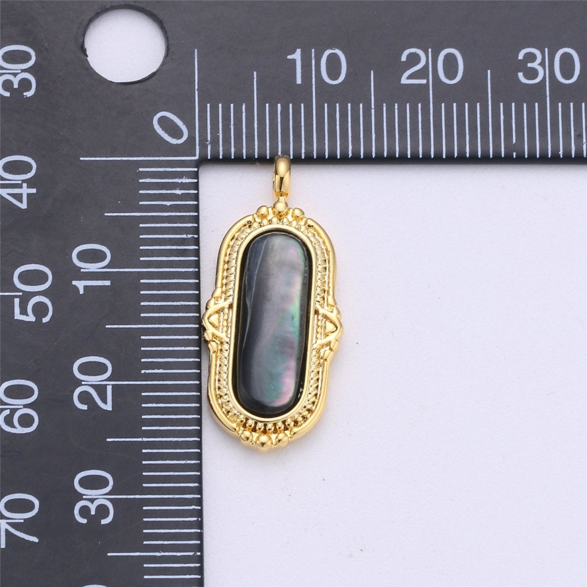 25x12mm Oval Charm, mother of pearl in 24k Gold Filled for Necklace Earring Component Pink White Black Pearl Charm, D-805, D-806 - DLUXCA