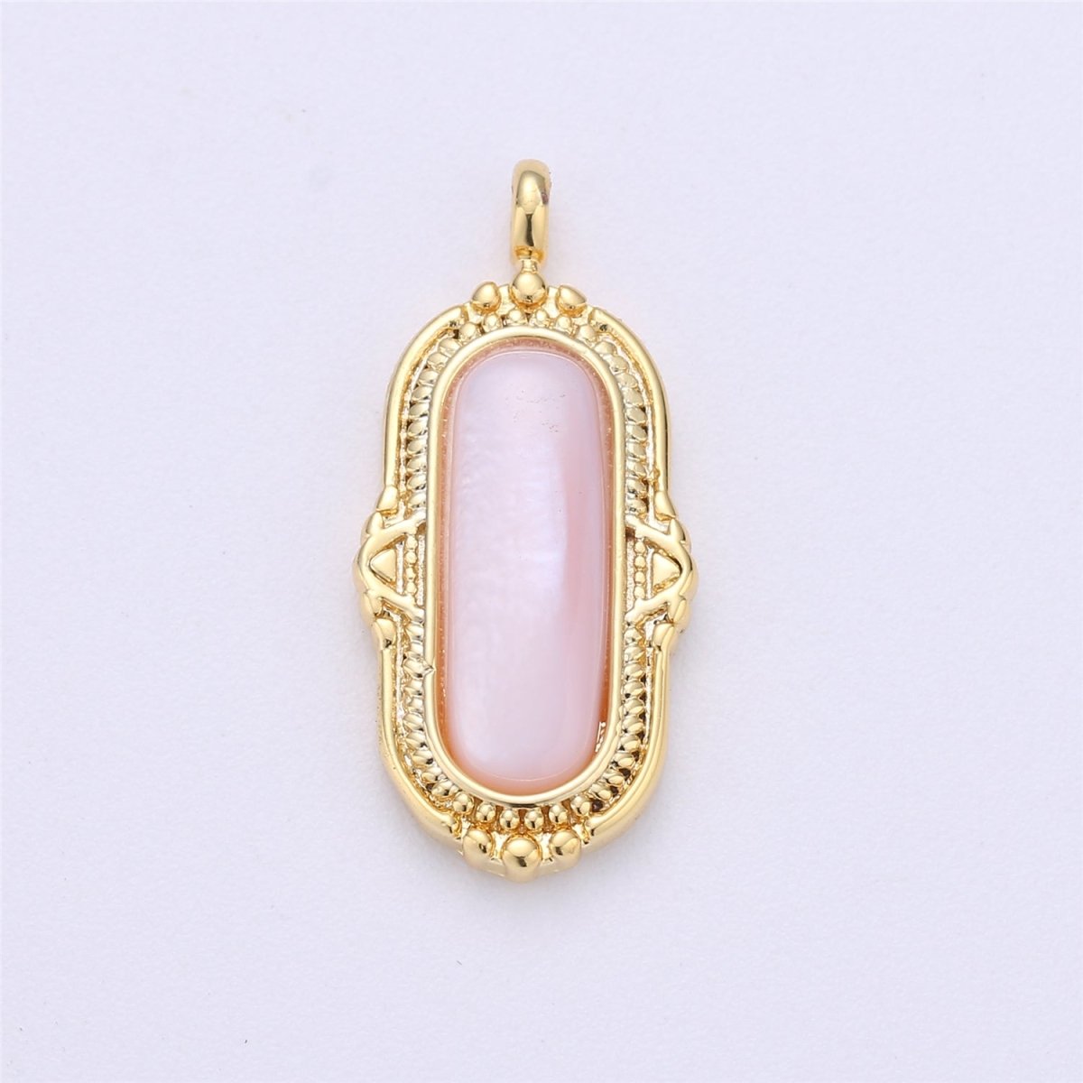 25x12mm Oval Charm, mother of pearl in 24k Gold Filled for Necklace Earring Component Pink White Black Pearl Charm, D-805, D-806 - DLUXCA