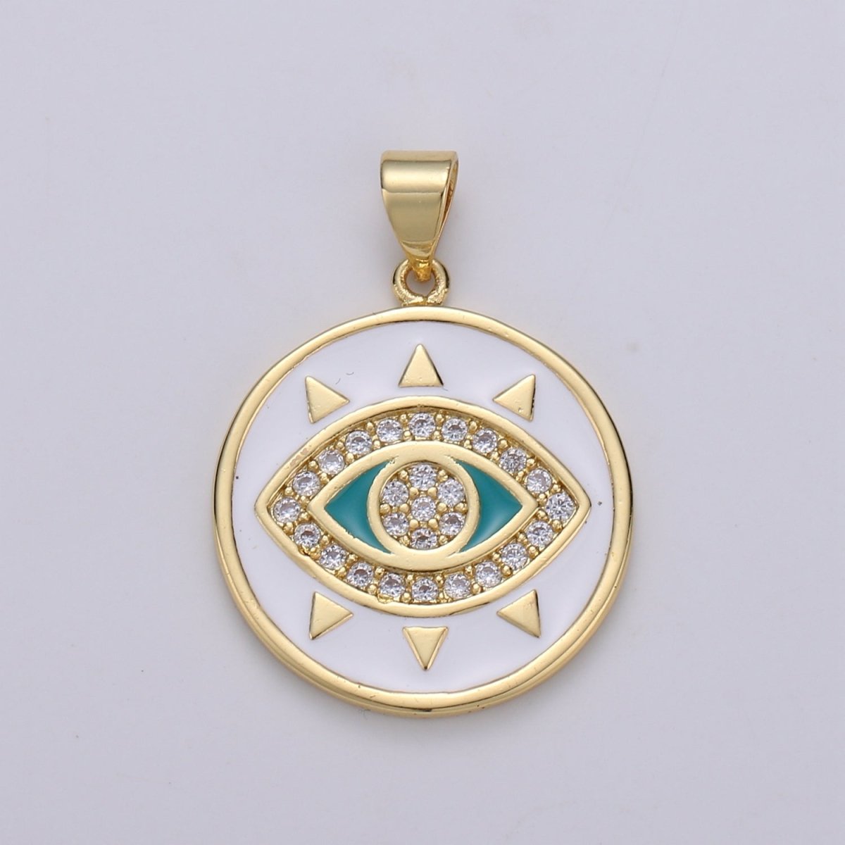 25x20mm Wholesale Gold-Filled Evil Eye Pendant Charm with Rhinestones, Red, Black, or White Options, Pendant for Necklace Bracelet Anklet Making J-135~J-137 - DLUXCA