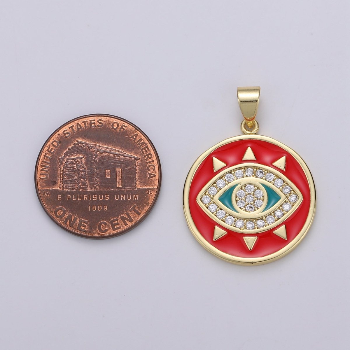 25x20mm Wholesale Gold-Filled Evil Eye Pendant Charm with Rhinestones, Red, Black, or White Options, Pendant for Necklace Bracelet Anklet Making J-135~J-137 - DLUXCA