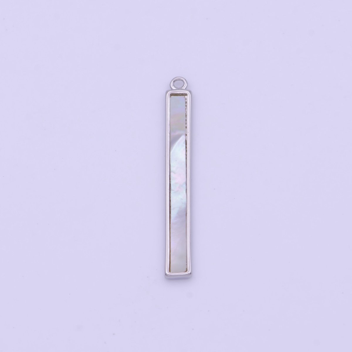 26mm Rectangular Shell Pearl Minimalist Bar Charm in Gold & Silver | D-154 D-234 - DLUXCA