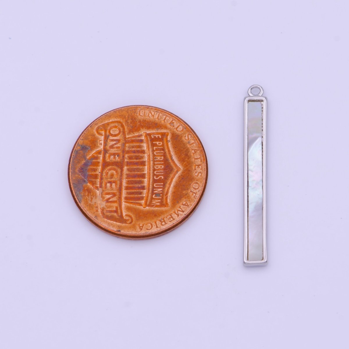 26mm Rectangular Shell Pearl Minimalist Bar Charm in Gold & Silver | D-154 D-234 - DLUXCA