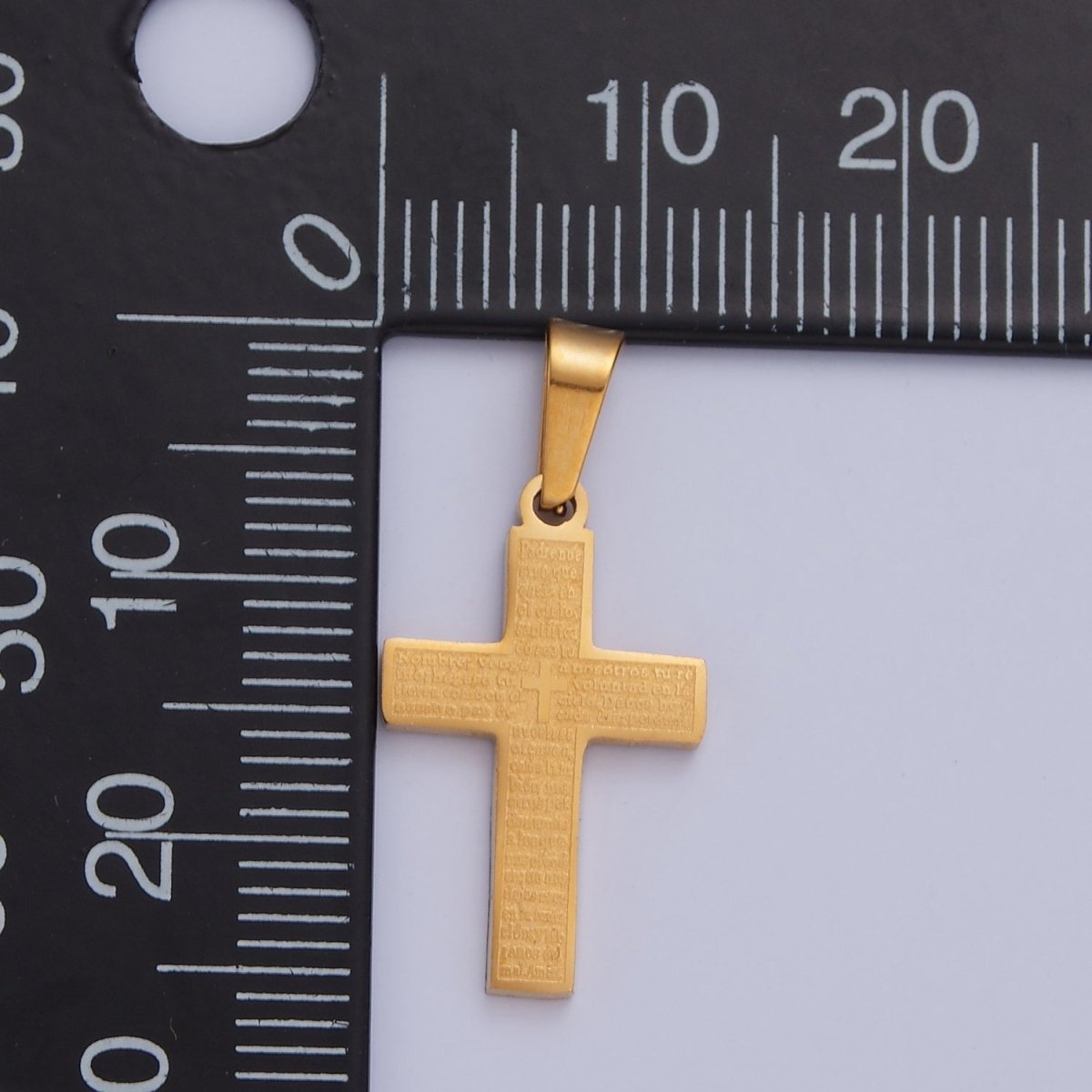 26X12.3mm Minimalist Gold & Silver Religious Cross, Stainless Steel Cross with Lords Player (in Spanish) I-830 - DLUXCA