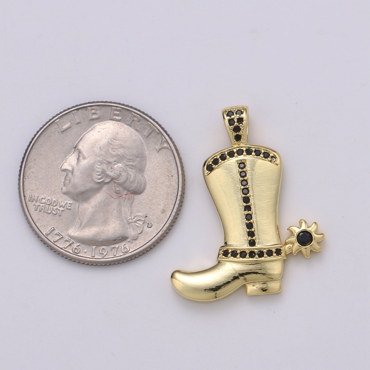 28x23mm Wholesale Gold-Filled Gold or Silver Cowboy Boot Pendant Charm with Black Rhinestones, Pendant for Necklace Bracelet Anklet Making J-154 J-155 - DLUXCA
