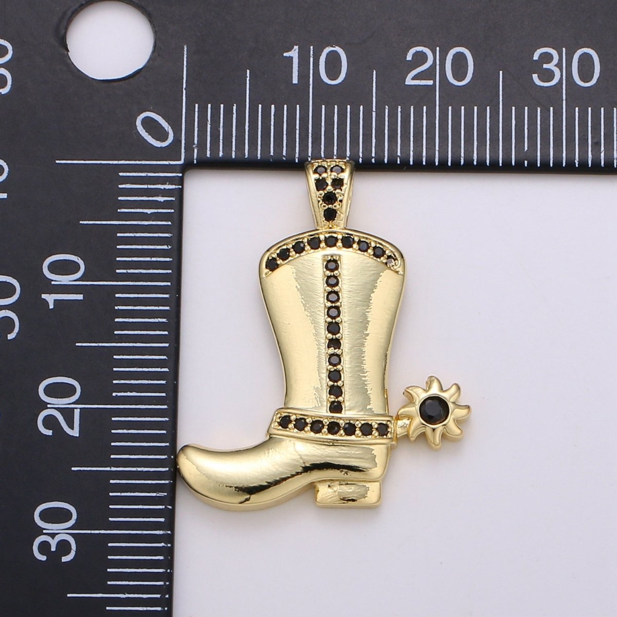 28x23mm Wholesale Gold-Filled Gold or Silver Cowboy Boot Pendant Charm with Black Rhinestones, Pendant for Necklace Bracelet Anklet Making J-154 J-155 - DLUXCA