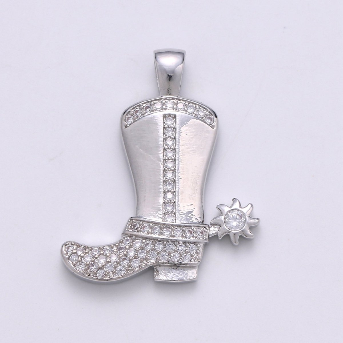 28x23mm Wholesale Gold-Filled Gold or Silver Cowboy Boot Pendant Charm with Rhinestones, Pendant for Necklace Bracelet Anklet Making J-150 J-151 - DLUXCA