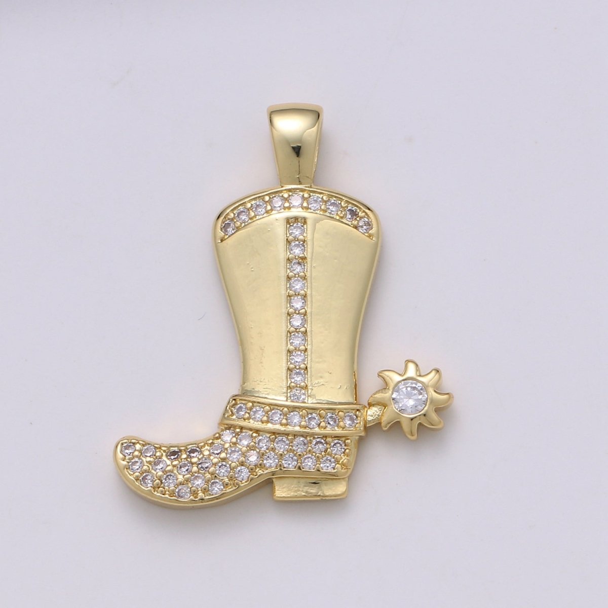 28x23mm Wholesale Gold-Filled Gold or Silver Cowboy Boot Pendant Charm with Rhinestones, Pendant for Necklace Bracelet Anklet Making J-150 J-151 - DLUXCA