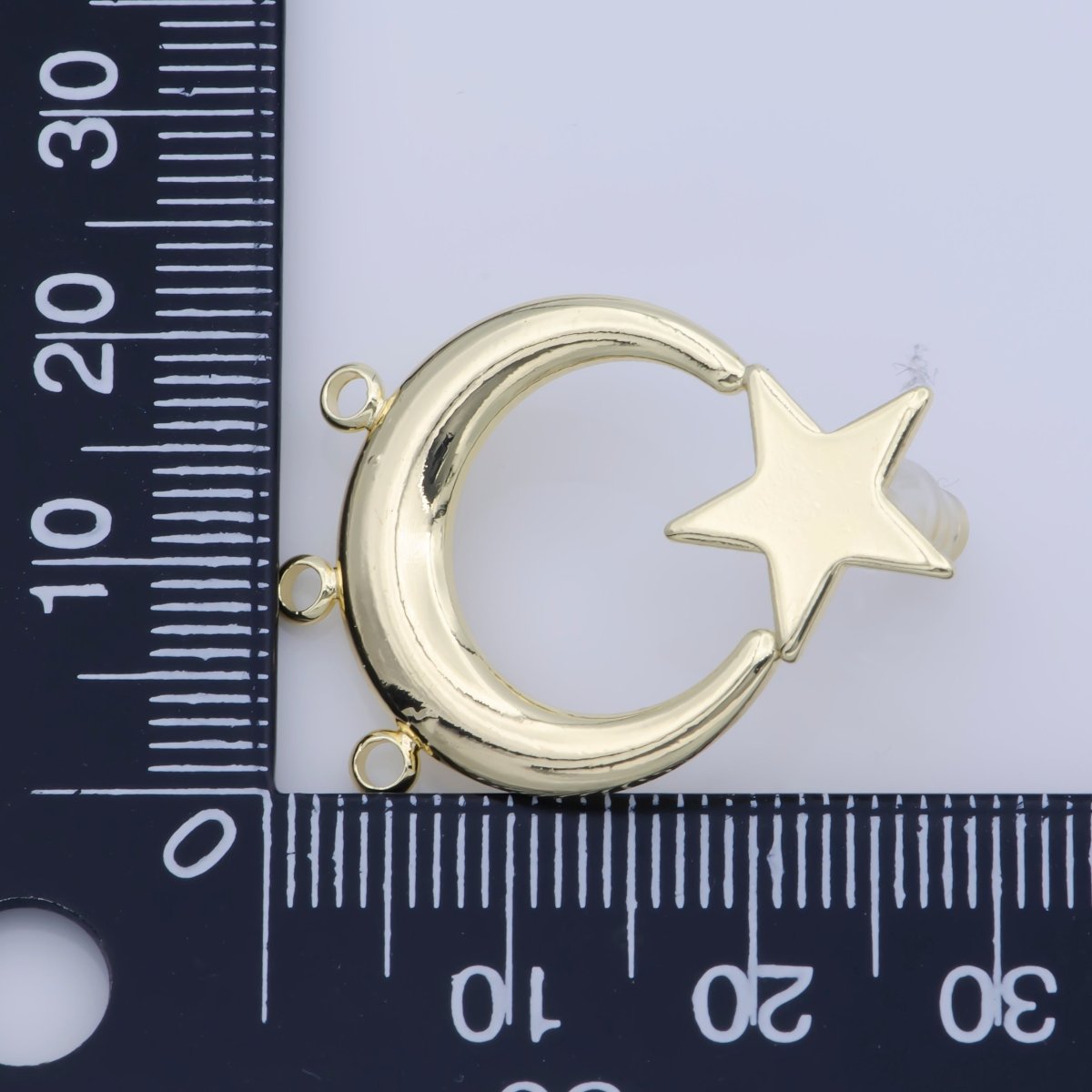 30mm Gold Star Hoop Earring w/ open link for Charm in 24K gold Filled, Lead and Nickel free, Star Stud earring supply Component K-266 - DLUXCA