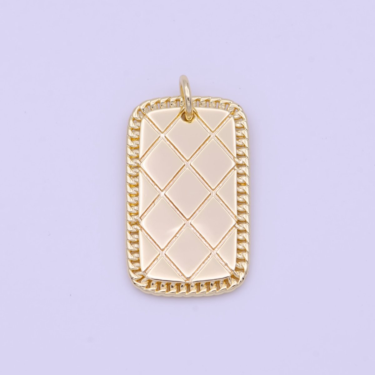 30mm Gold Textured Rhombus Tag Charm | D-492 - DLUXCA
