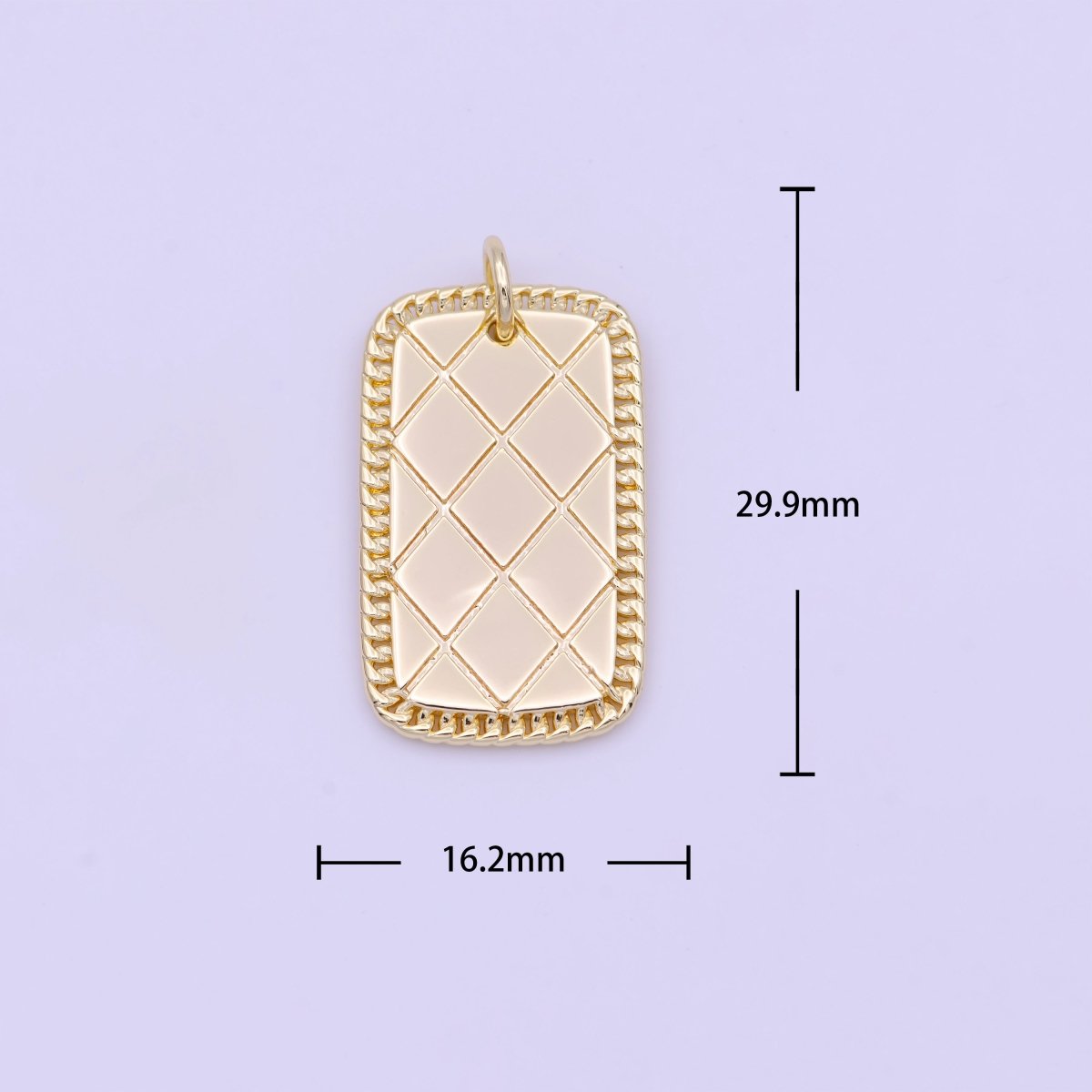 30mm Gold Textured Rhombus Tag Charm | D-492 - DLUXCA