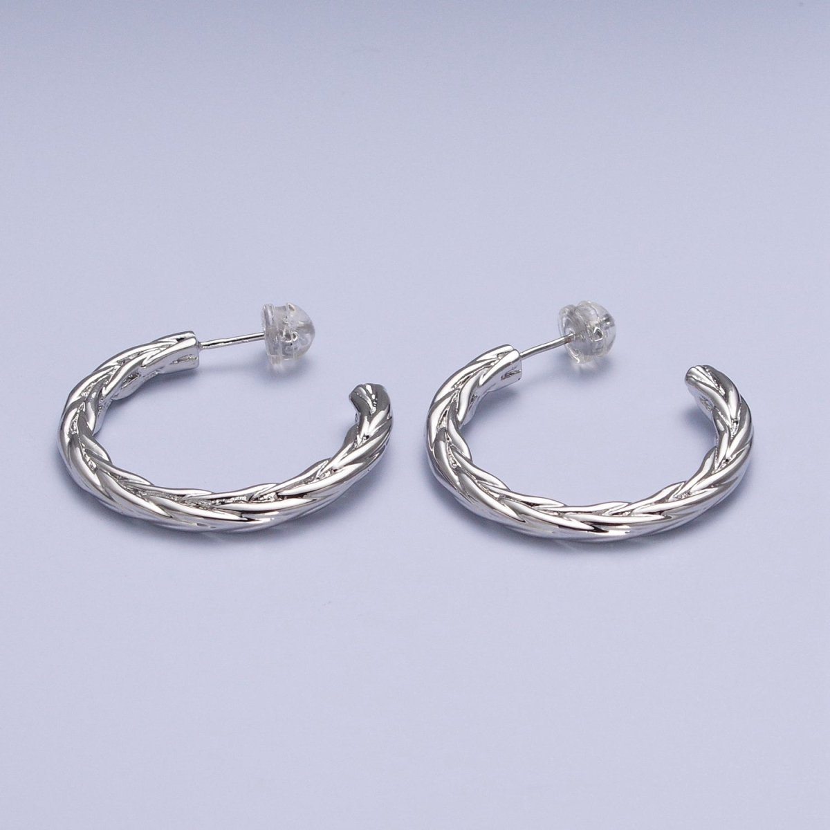 30mm Twisted Hoop Stud Earrings in Gold & Silver P-381 P-382 - DLUXCA