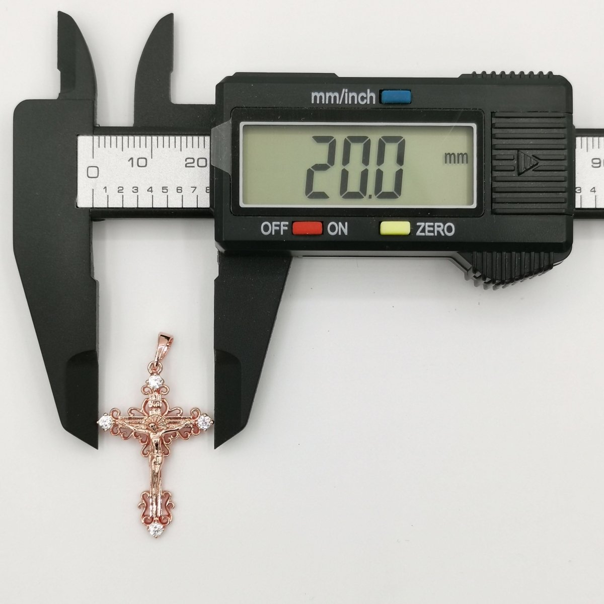 30x20mm Wholesale 18K Gold Plated Rose Gold Jesus on Cross Pendant with Cubic Zirconia Crystal Rhinestones, Christian Pendant for Necklace Bracelet Anklet Making J-184 - DLUXCA