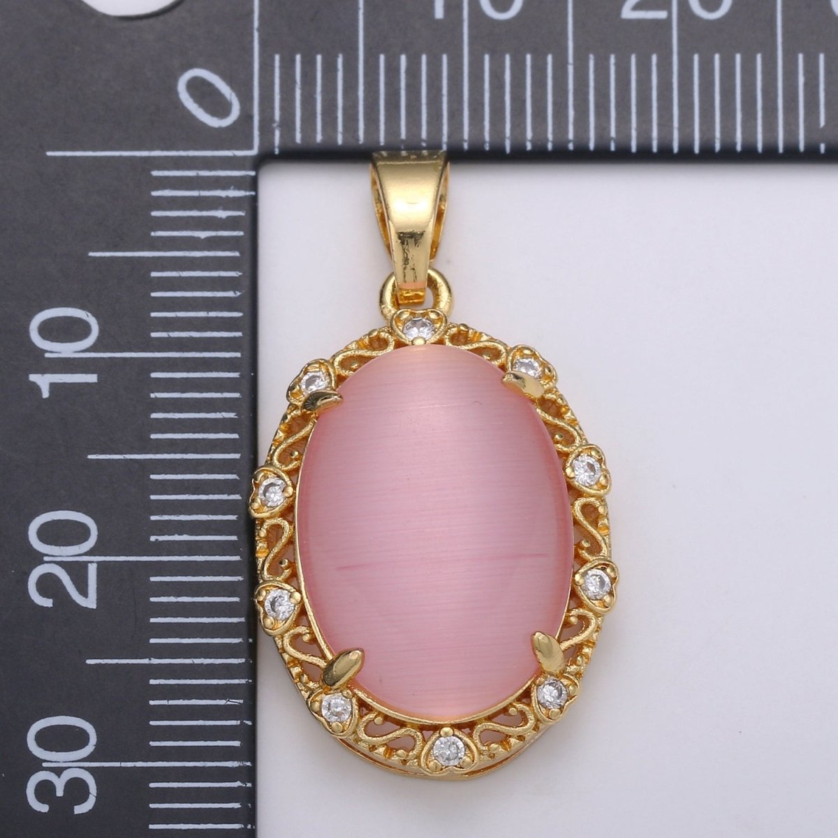 31X17mm Vintage Style Oval Charm 14k Gold Filled Blue Pink Green Tiger Cat's Eye Pendants Necklace Gold Focal Pendant for Statement Necklace J-159~J-162 - DLUXCA