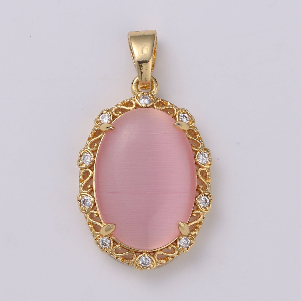 31X17mm Vintage Style Oval Charm 14k Gold Filled Blue Pink Green Tiger Cat's Eye Pendants Necklace Gold Focal Pendant for Statement Necklace J-159~J-162 - DLUXCA