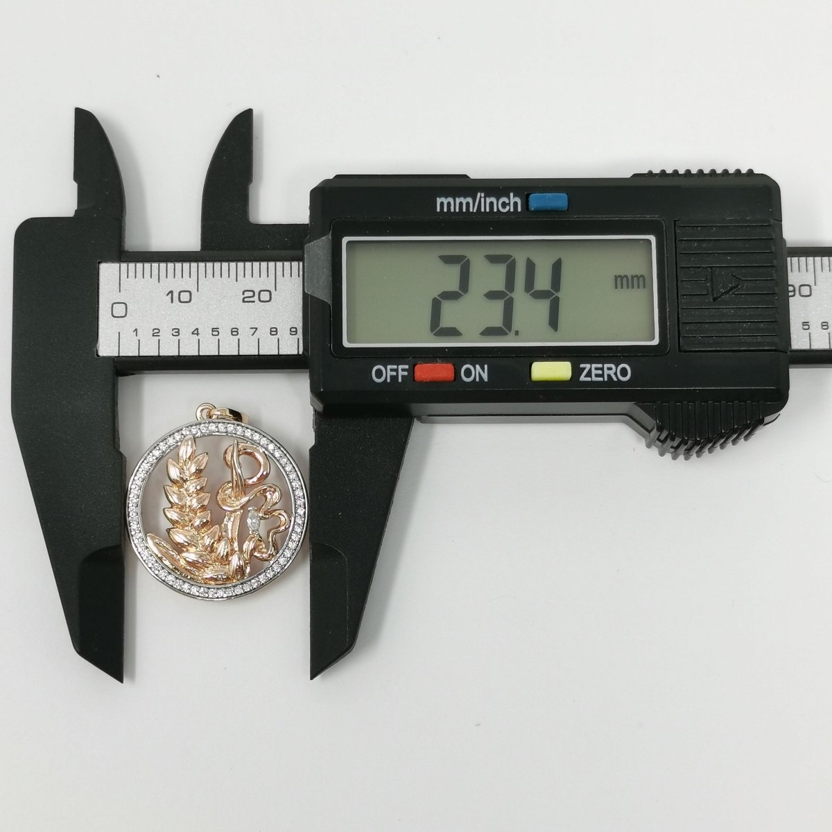 31x23mm Wholesale 18K Gold Filled Rose Gold Plants Pendant in Micro Pave CZ Rhinestones Silver Ring, Pendant for Necklace Bracelet Anklet Making J-183 - DLUXCA