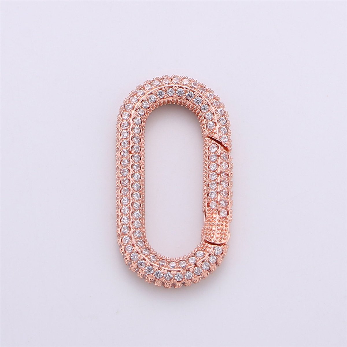 34x12mm Micro Pave Diamond Oval Clasp, Colorful Gold Silver Black Rose Gold Carabiner Snap Lock Supply for heavier chain connector Charm K-379 K-381 - DLUXCA