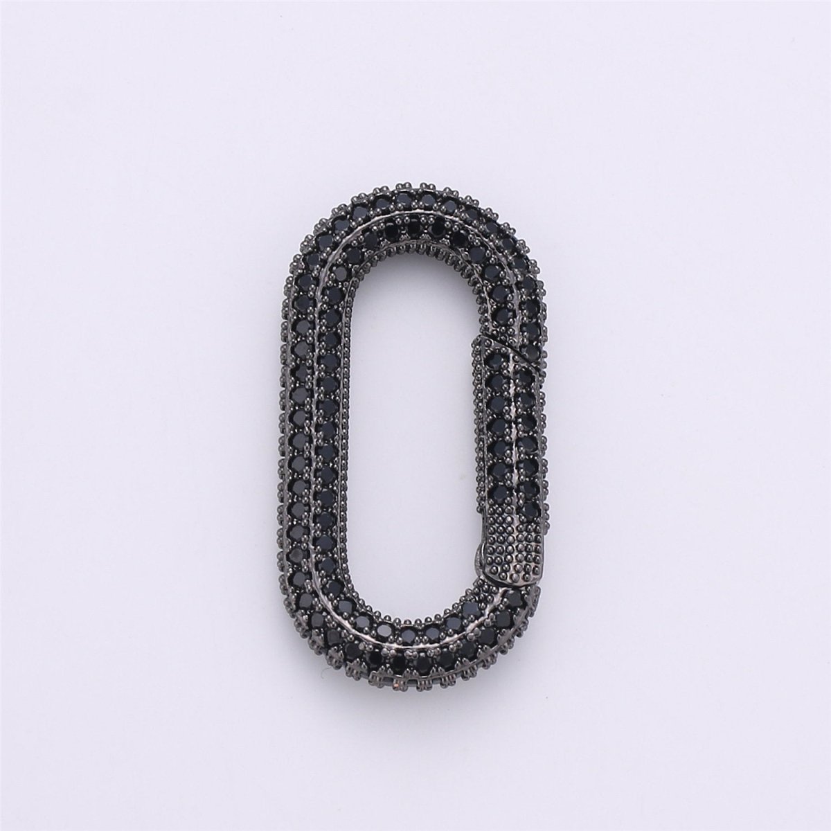 34x12mm Micro Pave Diamond Oval Clasp, Colorful Gold Silver Black Rose Gold Carabiner Snap Lock Supply for heavier chain connector Charm K-379 K-381 - DLUXCA