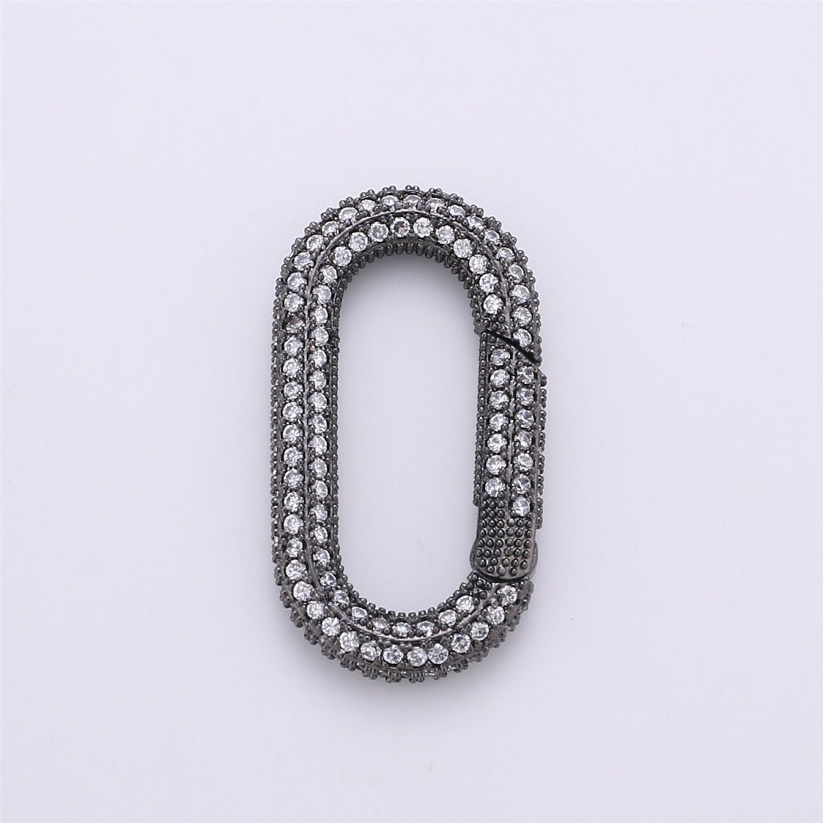 34x12mm Micro Pave Diamond Oval Clasp, Colorful Gold Silver Black Rose Gold Carabiner Snap Lock Supply for heavier chain connector Charm K-379 K-381 - DLUXCA