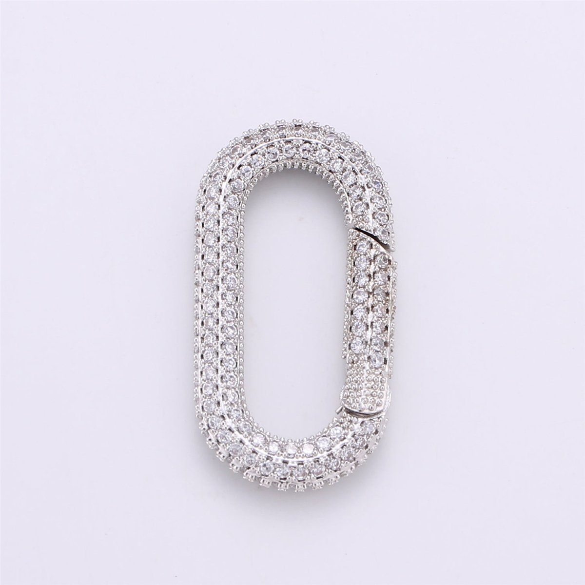 34x12mm Micro Pave Diamond Oval Clasp, Colorful Gold Silver Black Rose Gold Carabiner Snap Lock Supply for heavier chain connector Charm K-379 K-381 - DLUXCA