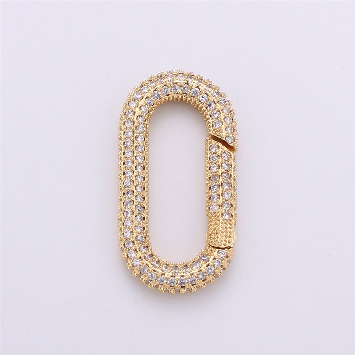 34x12mm Micro Pave Diamond Oval Clasp, Colorful Gold Silver Black Rose Gold Carabiner Snap Lock Supply for heavier chain connector Charm K-379 K-381 - DLUXCA
