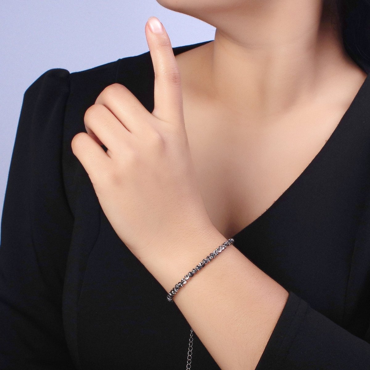 3.5mm, 2.5mm Sparkling Moon Cut Ball Beaded Ball Bracelet 7 Inch Chain Bracelet in Gold & Silver | WA-1576 - WA-1579 Clearance Pricing - DLUXCA