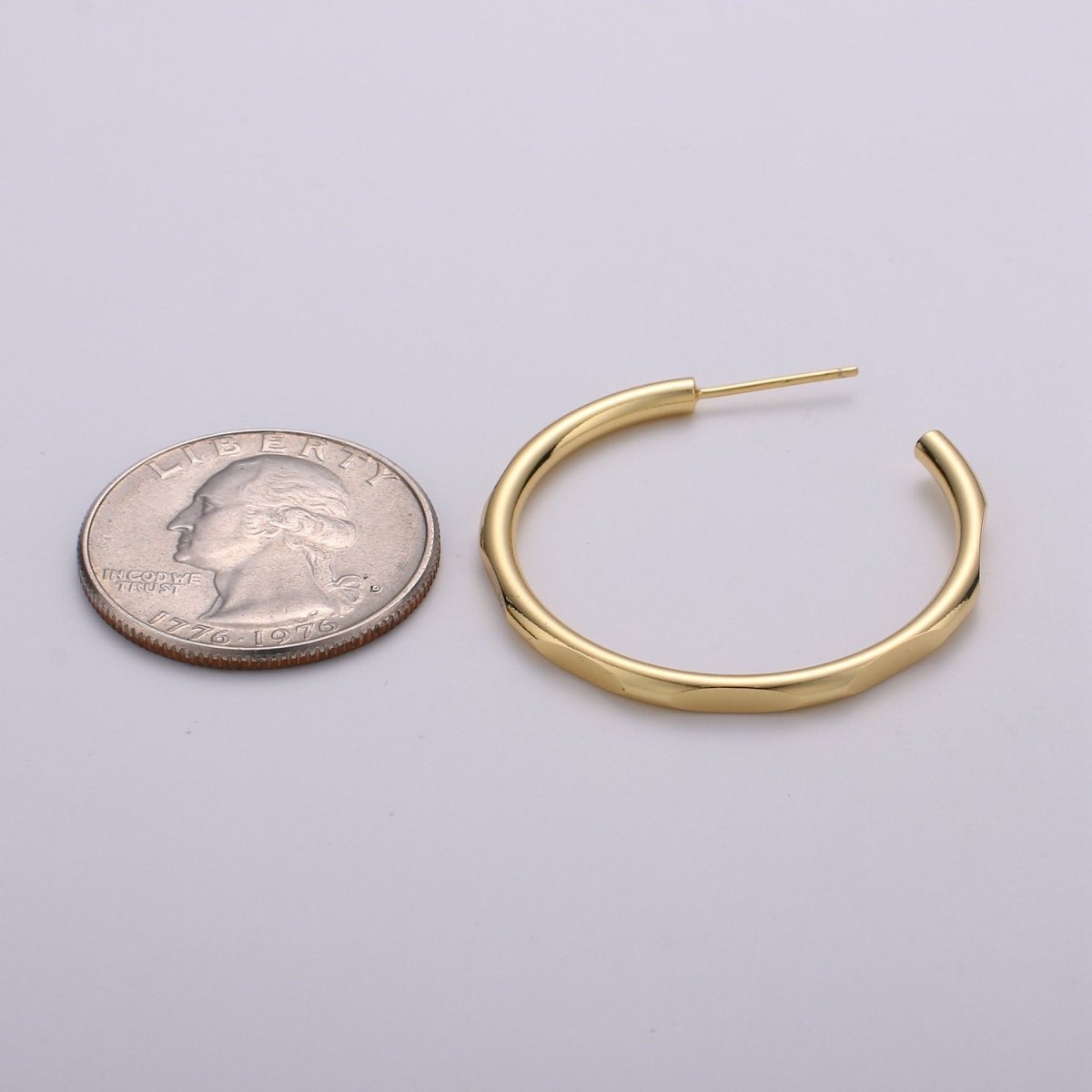 35mm Gold Hoop Earring Minimalist earring for Every day use Earring Simple Hoop Earring Q-175 - DLUXCA