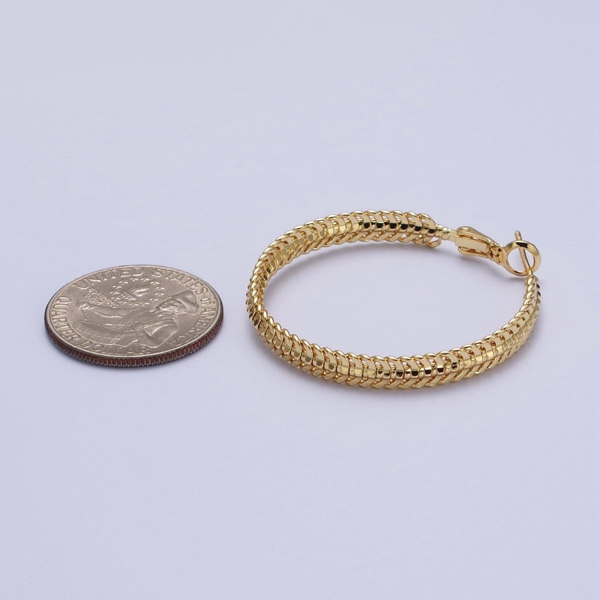 38mm Curb Snake Chain Hoops Stud Latch Statement Gold, Silver Earrings | Y-201 Y-202 - DLUXCA