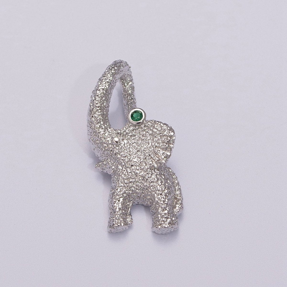 3D Elephant Charm Textured Gold / Silver Animal Jewelry Craft Supply Gold Plated over Brass E-609 E-610 - DLUXCA