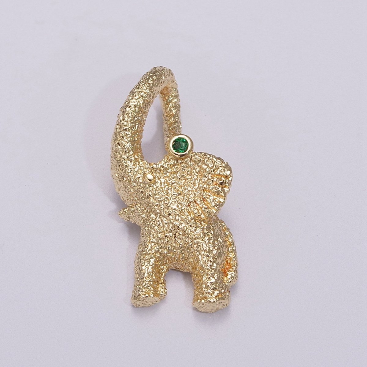 3D Elephant Charm Textured Gold / Silver Animal Jewelry Craft Supply Gold Plated over Brass E-609 E-610 - DLUXCA