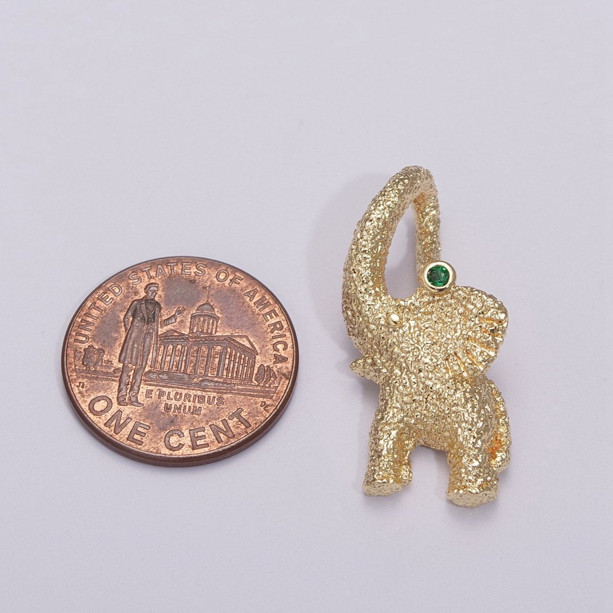 3D Elephant Charm Textured Gold / Silver Animal Jewelry Craft Supply Gold Plated over Brass E-609 E-610 - DLUXCA