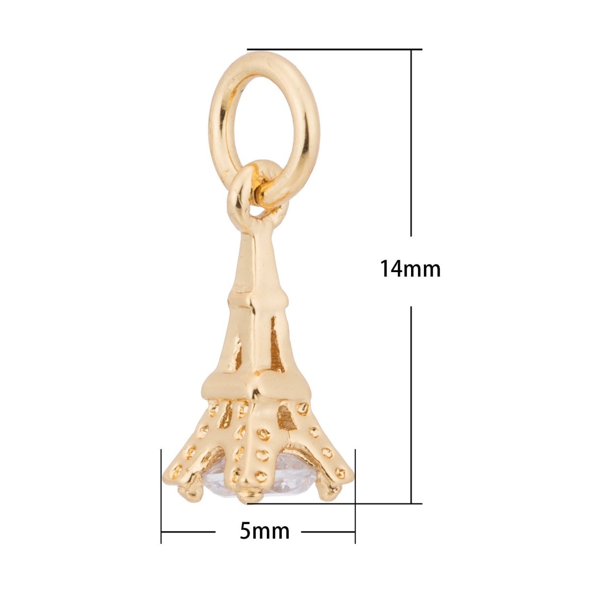 3D Gold Eiffel Tower, Paris, Romantic Love City, DIY Craft Gift Cubic Zirconia Bracelet Charm Bead Findings Pendant For Jewelry Making, C-184 - DLUXCA