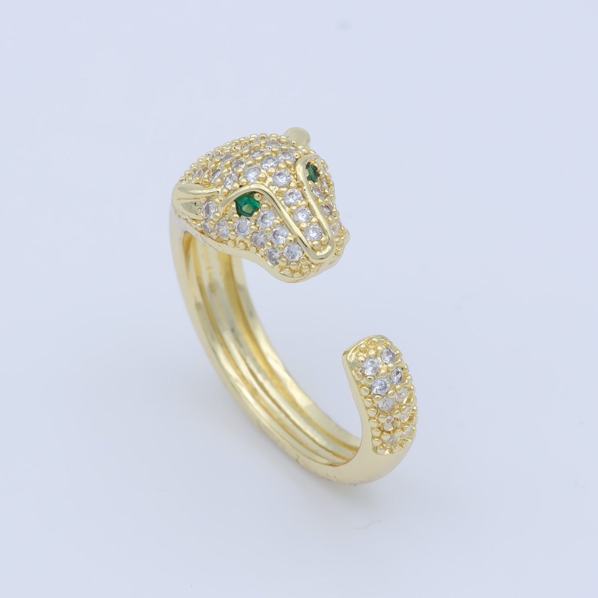3D Gorgeous Jaguar Panther Leopard Dazzle Cubic Zircon Adjustable Gold Filled Ring Gift for Her Birthday Gift O-481 - DLUXCA