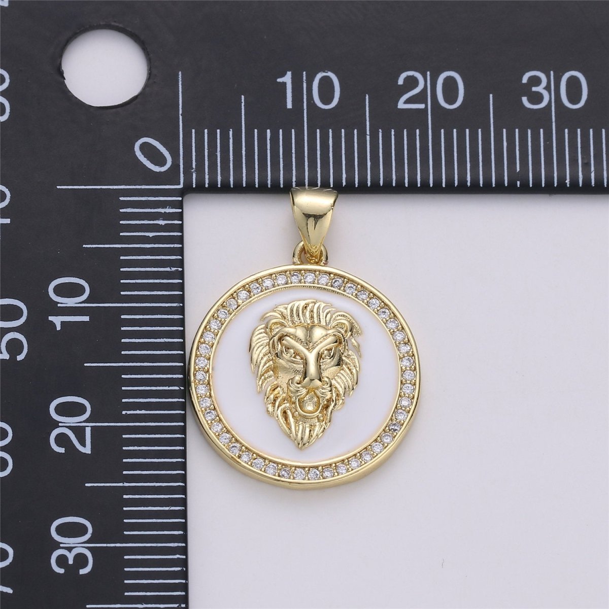 3D Micro Pave Charm Gold Filled Medallion, Lion Medallion, Lion Pendant, Lion Jewelry, Lion Necklace Charm for Statement Necklace Component I-583 - DLUXCA