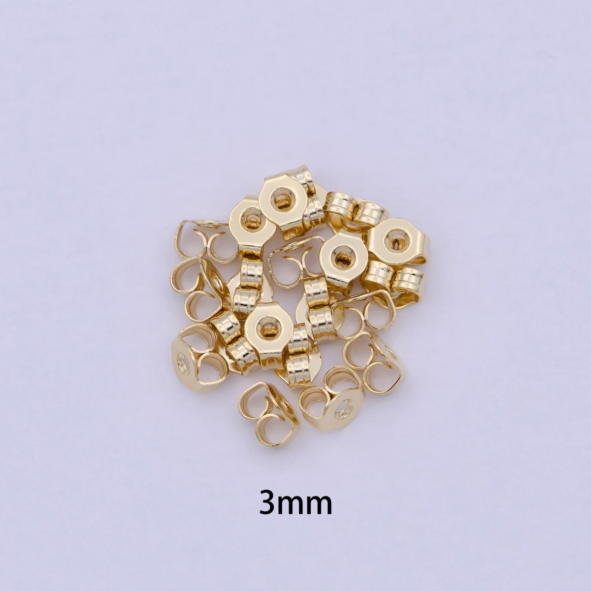 3mm, 5mm, 6mm Gold Metal Earring Backings Supply | K-737 K-595 K-576 - DLUXCA