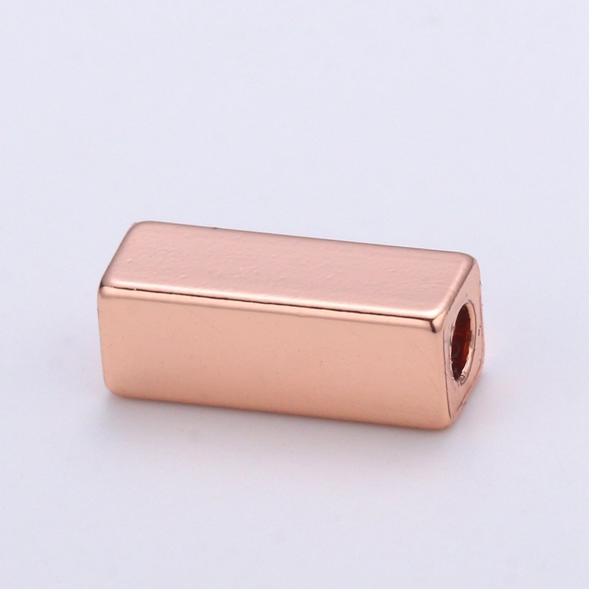 3x9mm 14k Shiny Gold Tube Beads, Rosegold Square Tube Beads, Black Spacer Beads, Silver Solid Tube Bracelet Beads, Gold Findings B-307 - DLUXCA