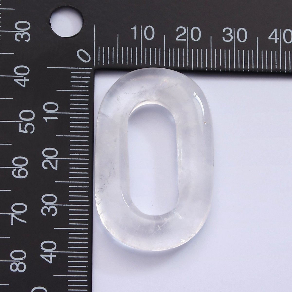40mm Clear Quartz Natural Gemstone Open Oblong Rectangular Jewelry Findings | Z-550 - DLUXCA