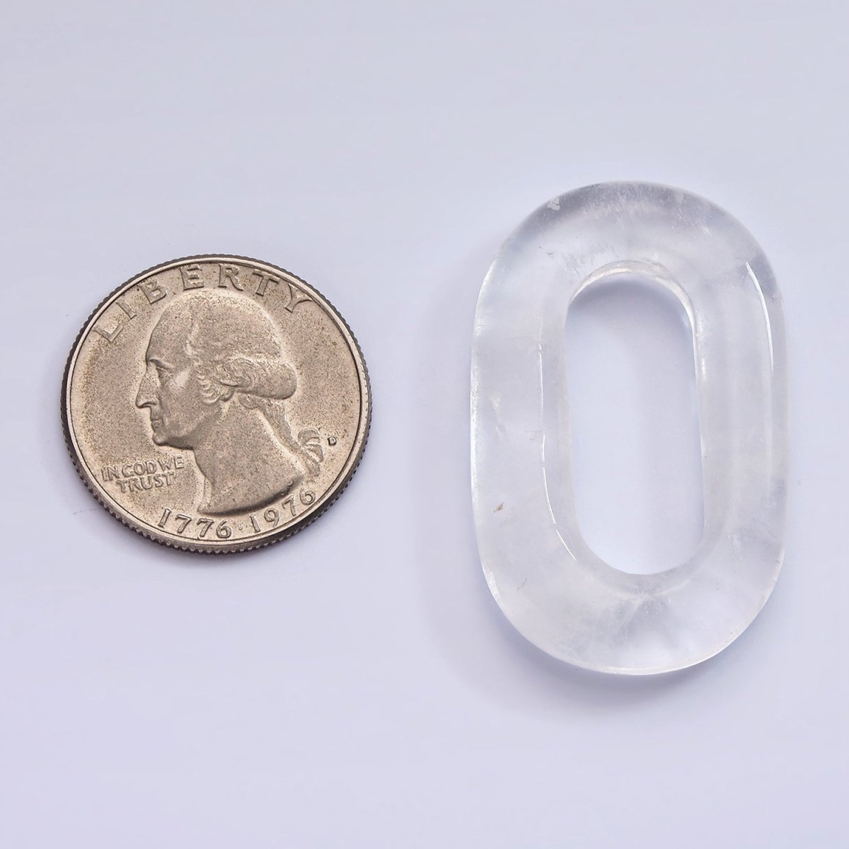40mm Clear Quartz Natural Gemstone Open Oblong Rectangular Jewelry Findings | Z-550 - DLUXCA