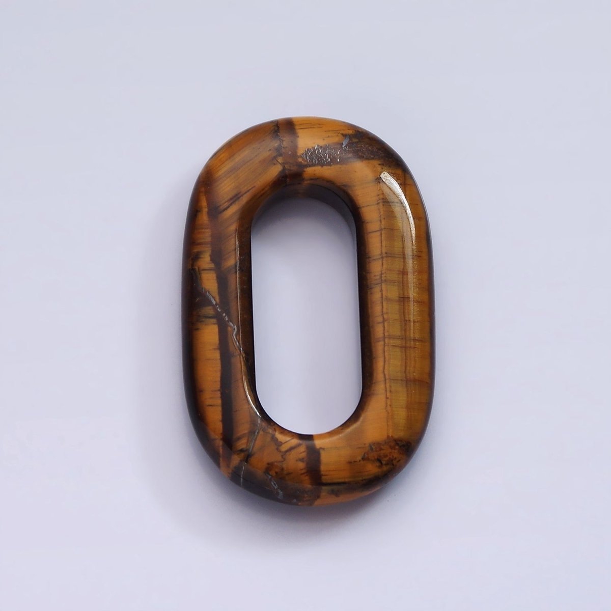 40mm Tiger Eye Natural Gemstone Open Oblong Rectangular Jewelry Findings | Z-548 - DLUXCA
