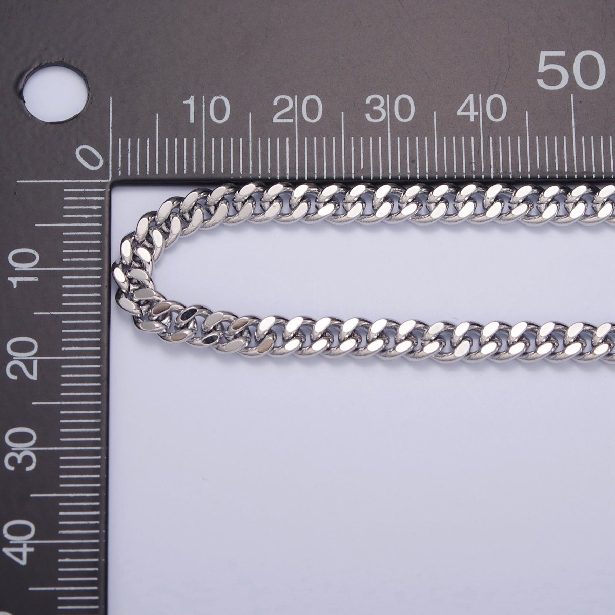 4.5mm, 5mm Silver Curb Link Unfinished Chains 19.5 Inches by Meter | WA-1402 WA-1401 Clearance Pricing - DLUXCA