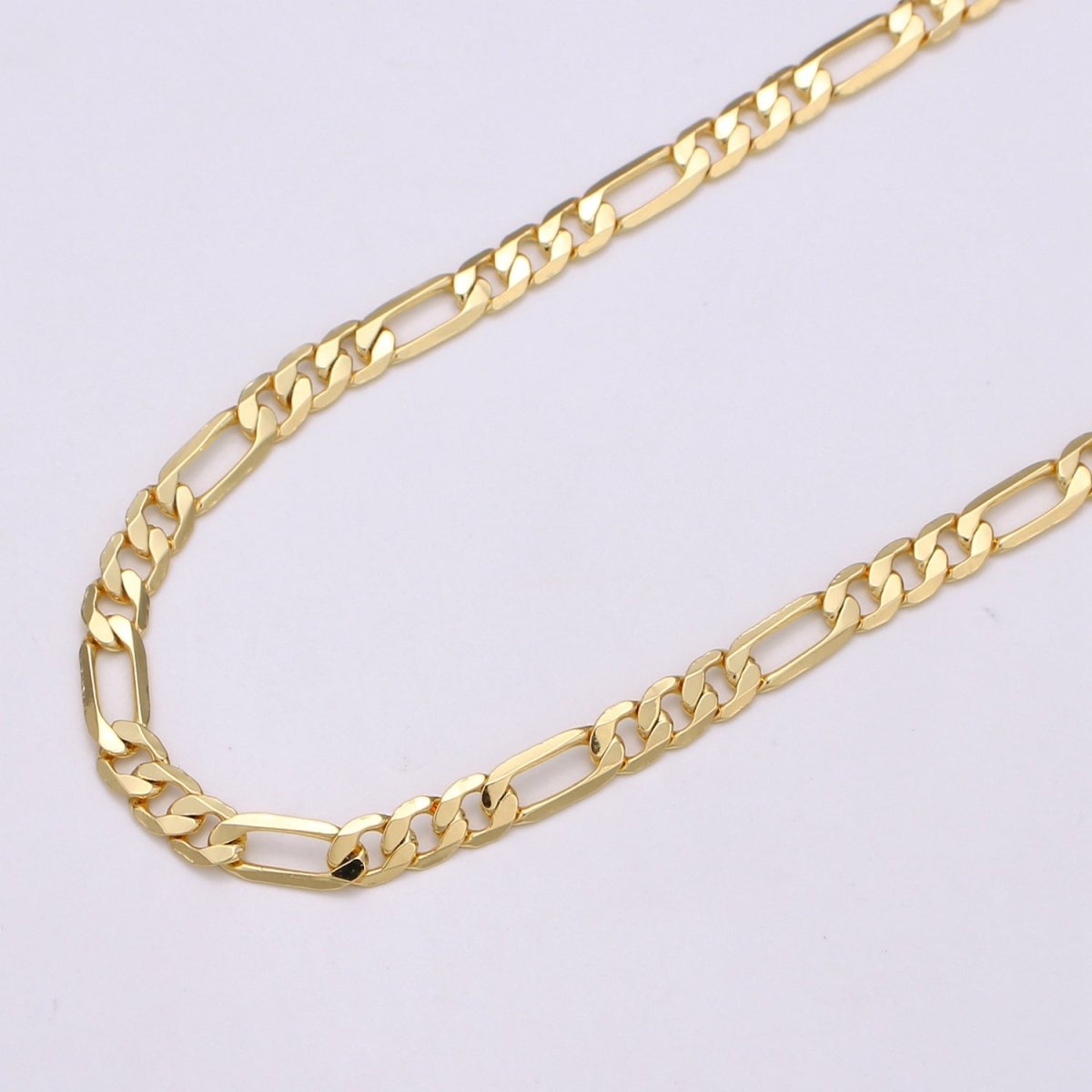 4.5mm FIGARO Chain, 16K Gold Filled Figaro Chain Flat Figaro Chain Jewelry Chain Sold by the Yard for Necklace Bracelet Anklet Supply | ROLL-377 - DLUXCA