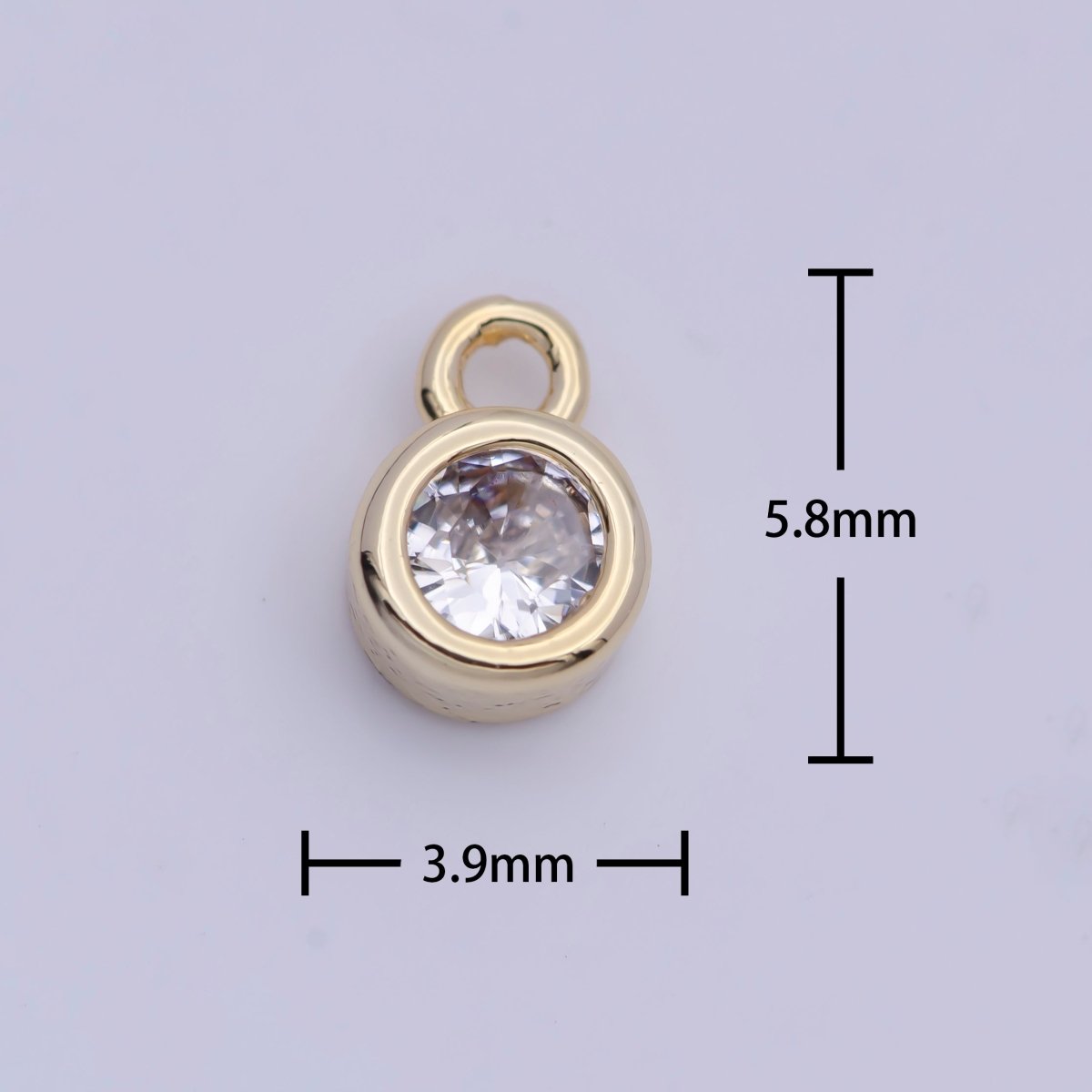 4mm Round Clear Cubic Zirconia Charm Component AG-137 - DLUXCA
